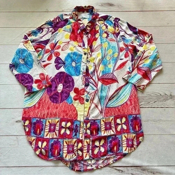 Jams World Retro Trinity Shirt Artsy Novelty Women’s Medium Floral Hippy Boho - Picture 13 of 13